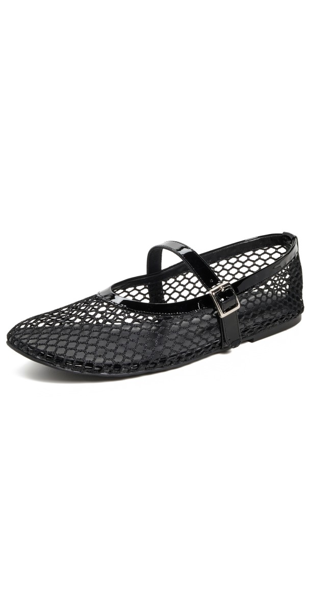 Tony Bianco Mia Flats Black Mesh/Patent