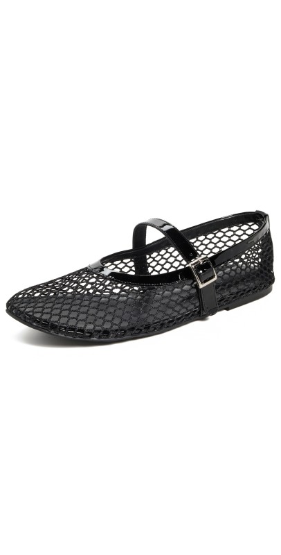 Tony Bianco Mia Flats Black Mesh/Patent