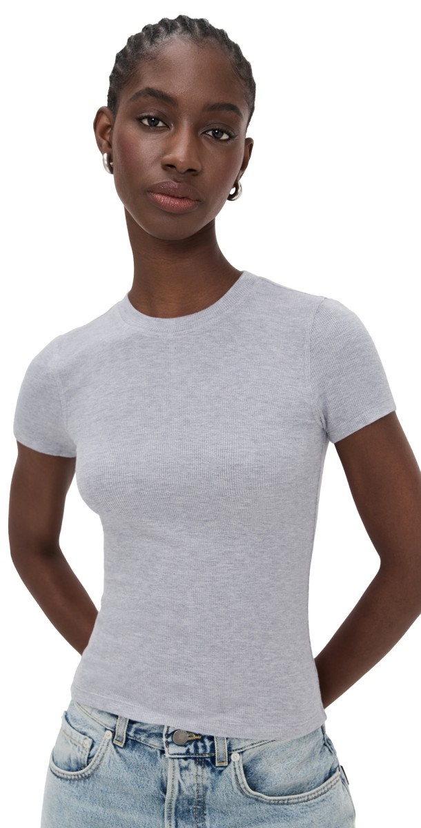 FRAME The Rib Baby Tee Coffee Heather
