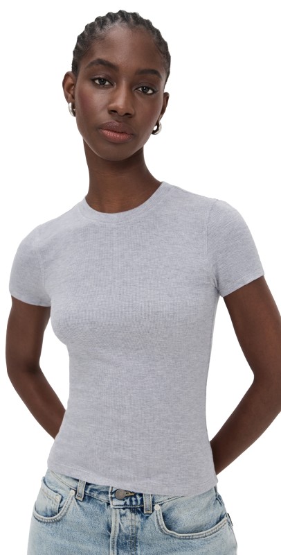 FRAME The Rib Baby Tee Coffee Heather