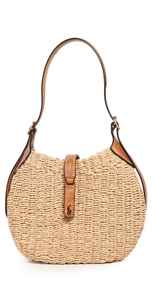 Polo Ralph Lauren Twisted Raffia Shoulder Bag Natural/Cuoio