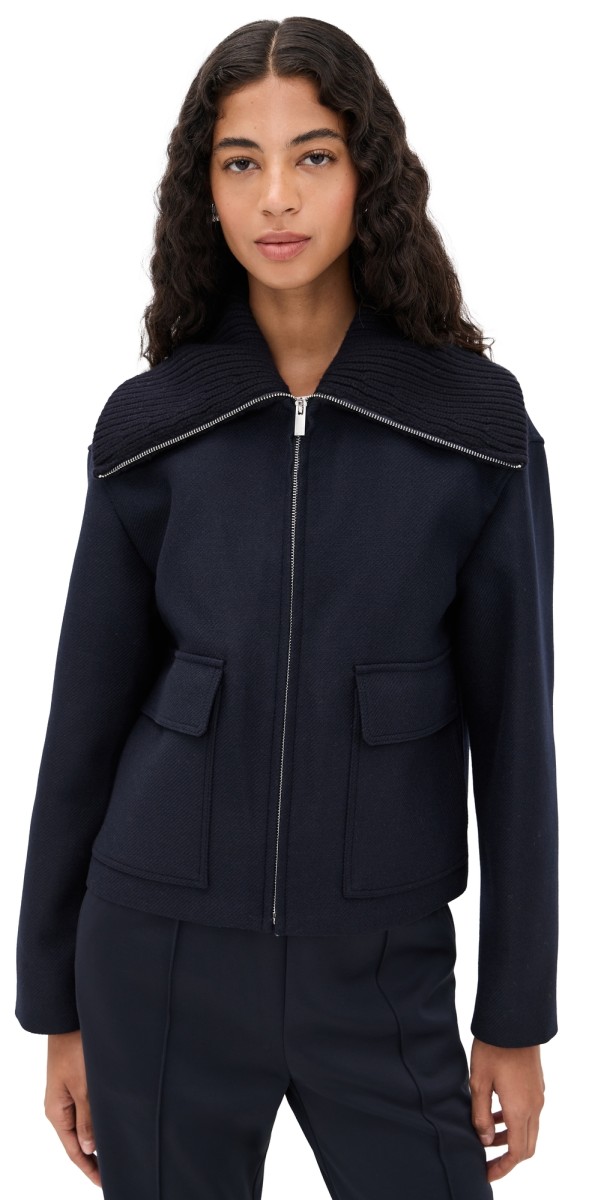 Theory Cozy Collared Jacket Navy