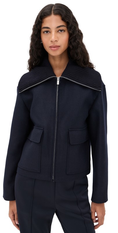 Theory Cozy Collared Jacket Navy