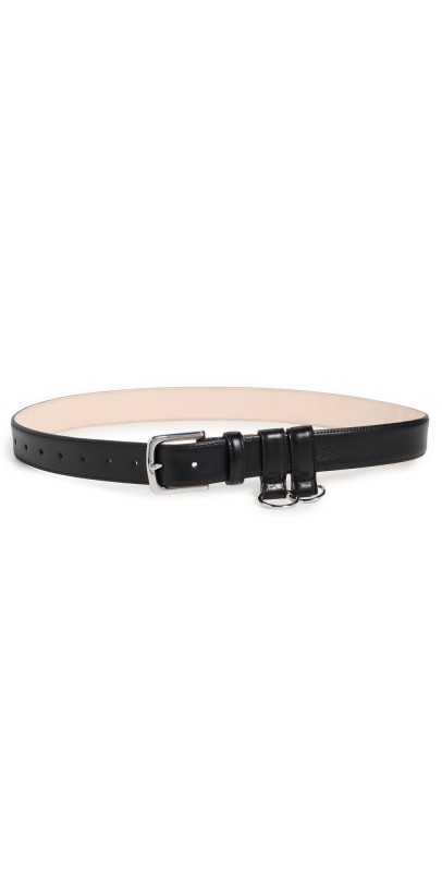 Tibi Classic Ring Hardware Leather Belt Black