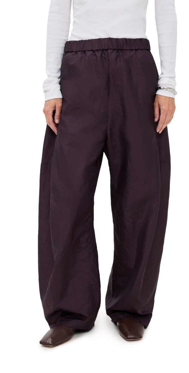 Tibi Petite Crispy Nylon Winslow Pants Eggplant