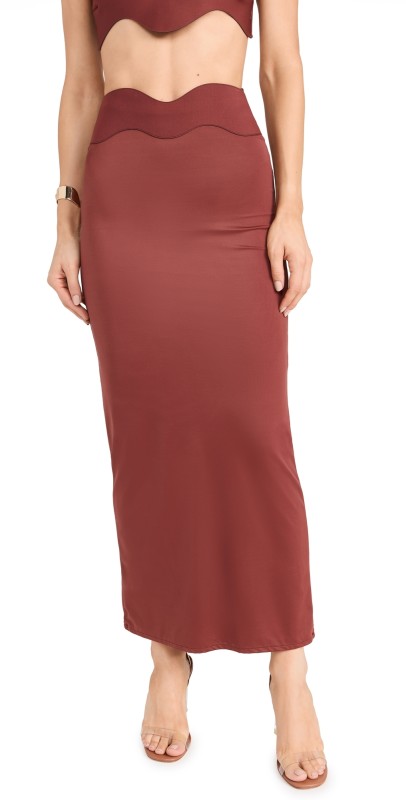 Bahia Maria Waves Maxi Skirt Terracotta