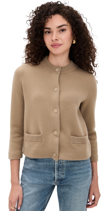 Vince Shrunken Snap Cardigan Fawn