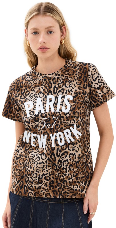 Cinq à Sept Leopard Paris Ny Tee Black/Sahara