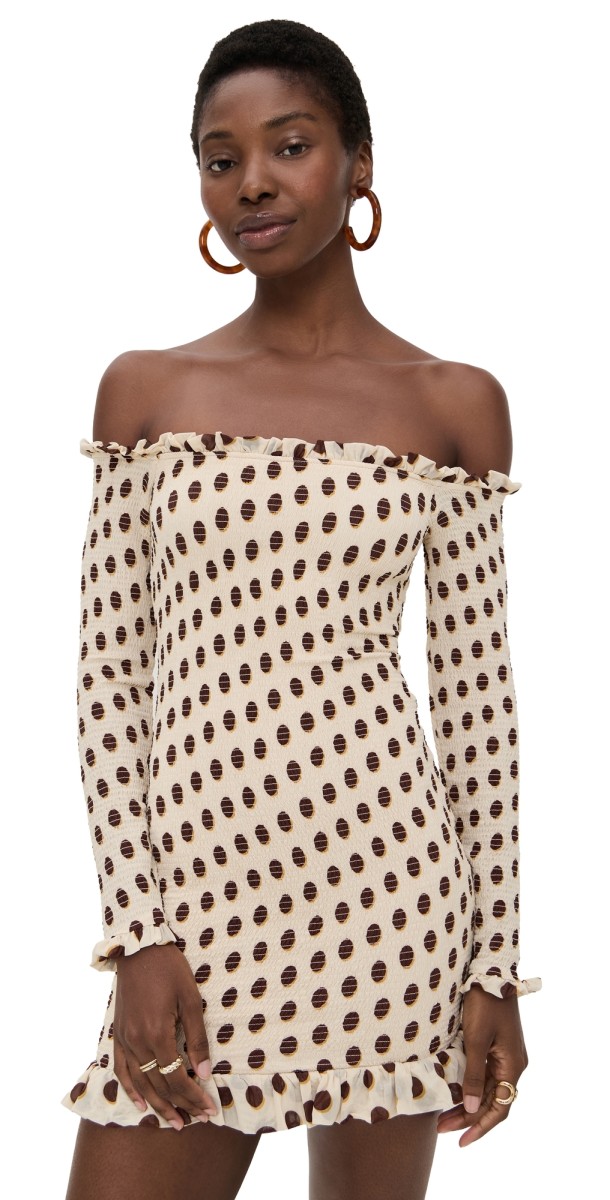 AFRM Peck Dress Gold Halo Dot