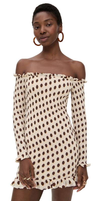 AFRM Peck Dress Gold Halo Dot
