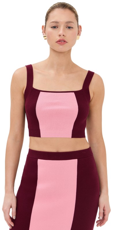 LE BOP Colorblocked Tank Burgundy & Flamingo