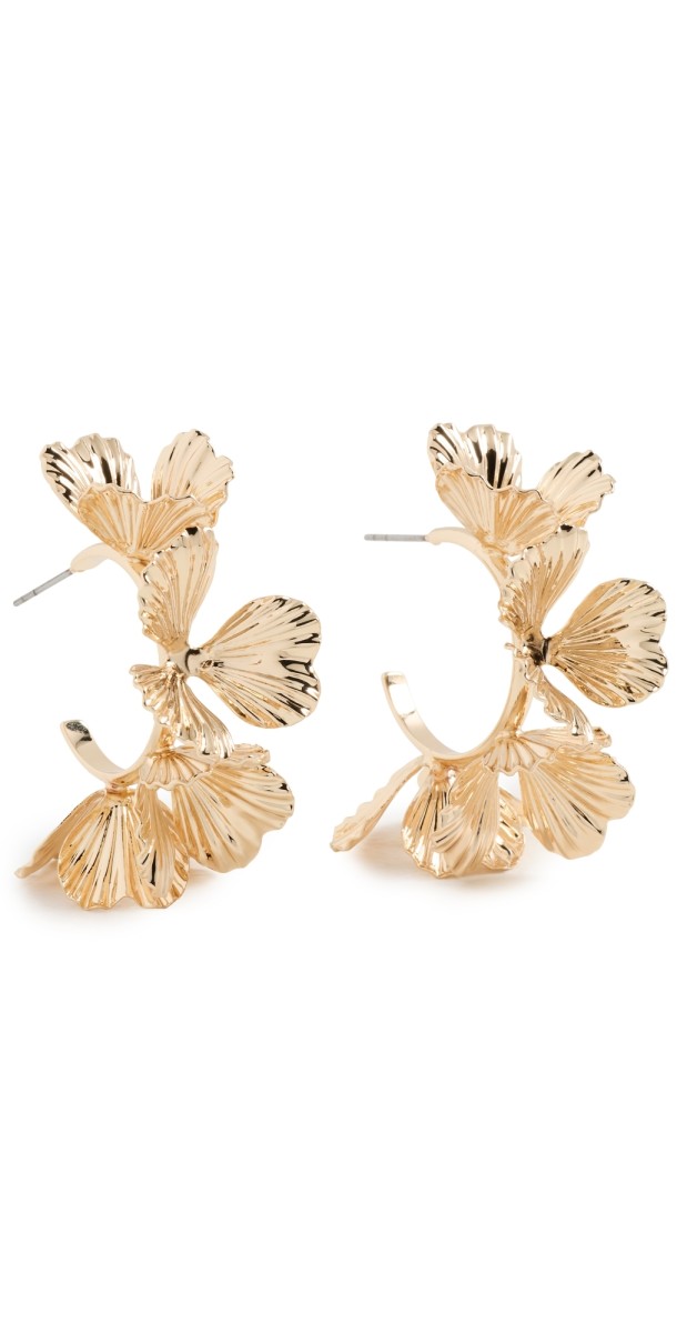 BaubleBar Fiorella Gold Floral Earrings Gold
