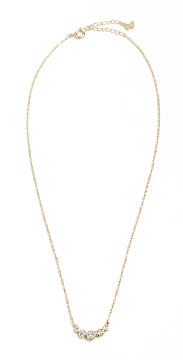 By Adina Eden Cubic Zirconia Curved Bezel Bar Pendant Necklace Gold