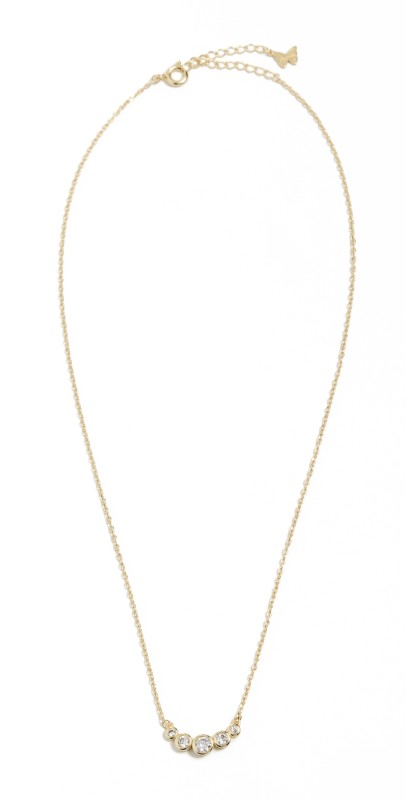 By Adina Eden Cubic Zirconia Curved Bezel Bar Pendant Necklace Gold