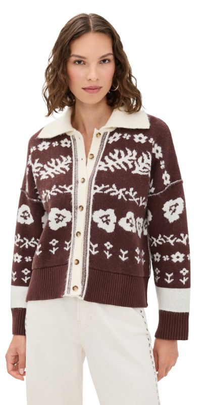Free People Shelby Cardigan Chocolate Combo