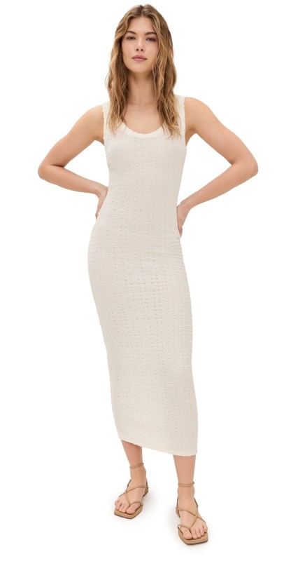 Enza Costa Puckered Tank Dress Vanilla