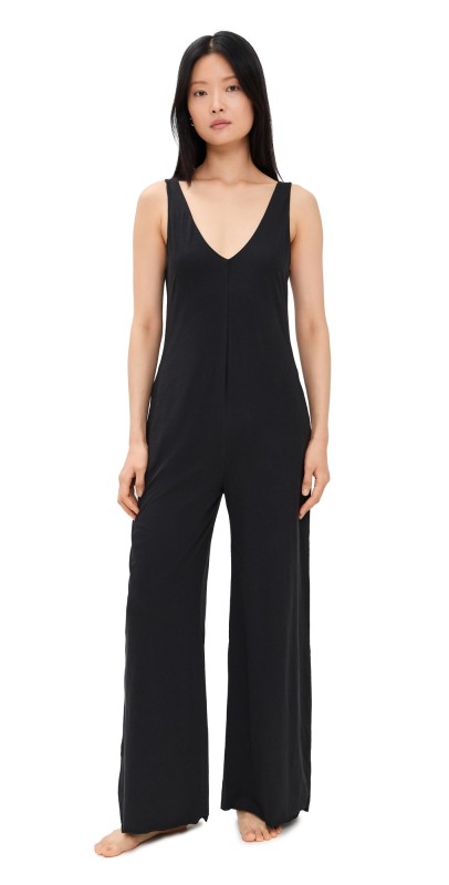 Lunya Organic Pima Double V Jumpsuit Immersed Black