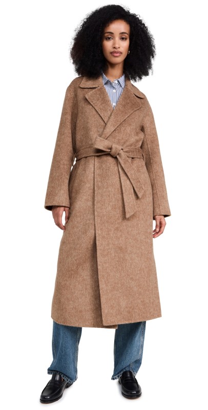 Alex Mill Georgia Wrap Coat In Wool Alpaca Camel