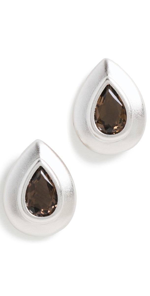 SHASHI Carson Studs Silver/Smokey Quart