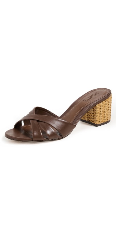 Schutz Keefa Straw Mules Desert Brown