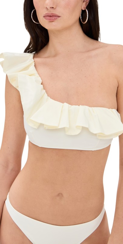 Tanya Taylor Sarita Bikini Top Cream