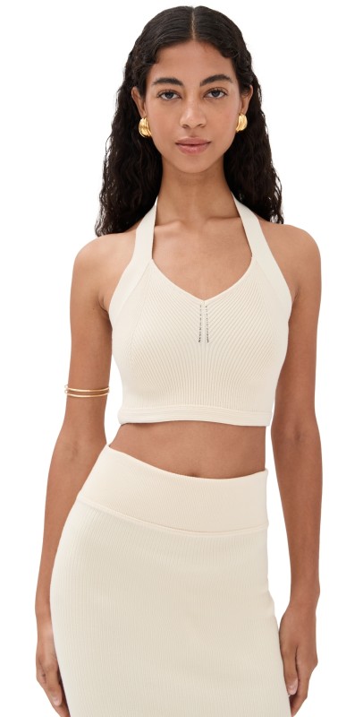 WARDROBE. NYC Knit Halter Top Cream