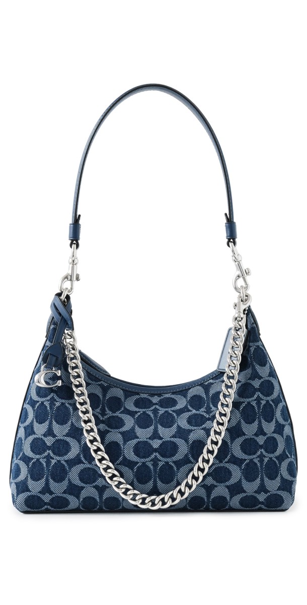 Coach Washed Denim Signature Juliet Shoulder Bag LH/Deep Blue Mult