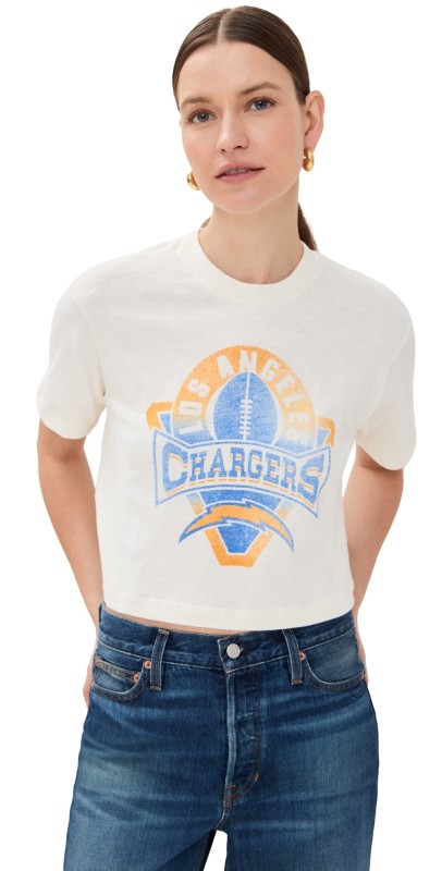 Junk Food Chargers Mock Neck Crop Tee White