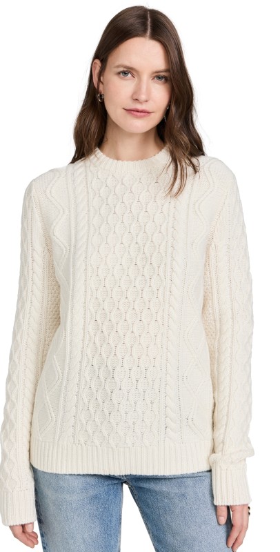 Guest in Residence Allday Cable Crew Sweater Cream