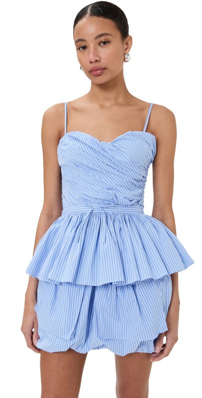 AKNVAS Val Cotton Poplin Corset Top CERULEAN STRIPE