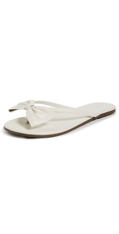 TKEES Lily Oversized Bow Flip Flops Cream