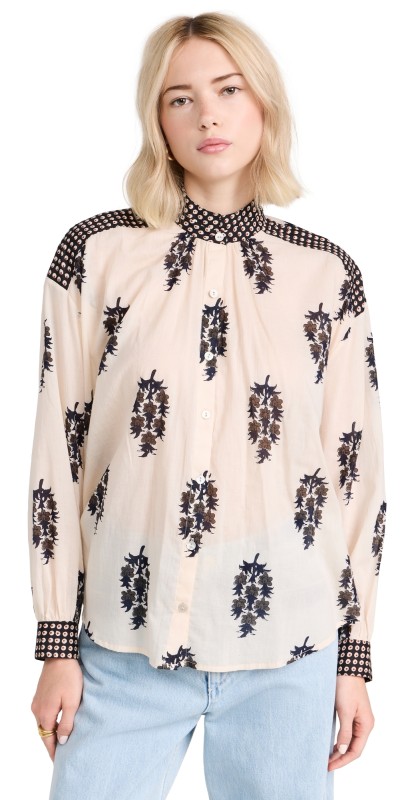 Alix of Bohemia Kiki Black Dahlia Shirt White