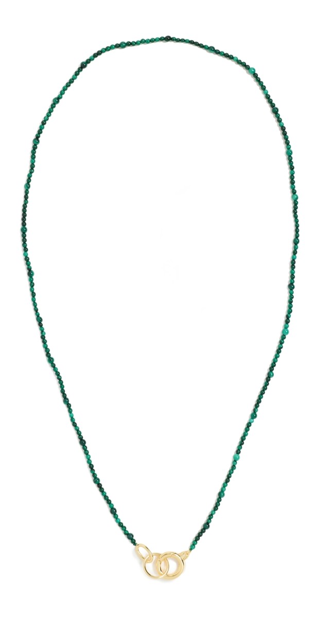 Gorjana Power Gemstone Long Beaded Necklace Gold/Malachit
