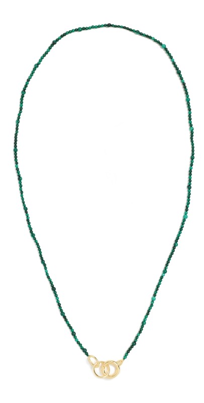 Gorjana Power Gemstone Long Beaded Necklace Gold/Malachit