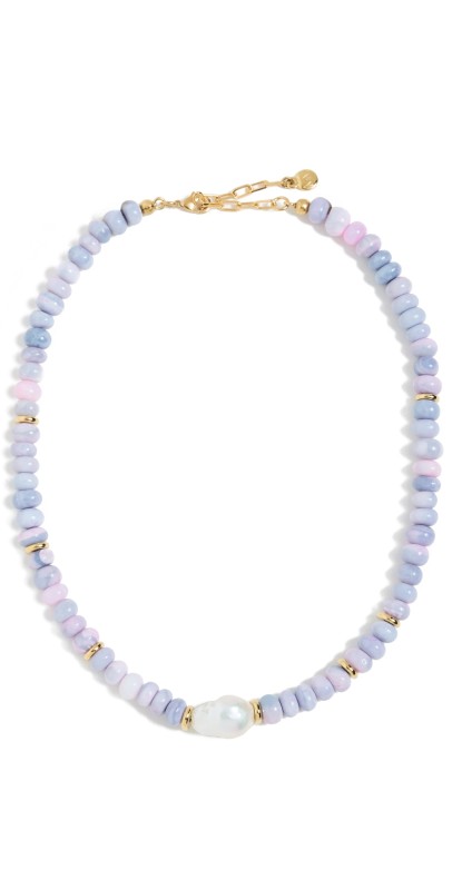 MAYAMAR Purple Opal Beaded Baroque Pearl Necklace Gold