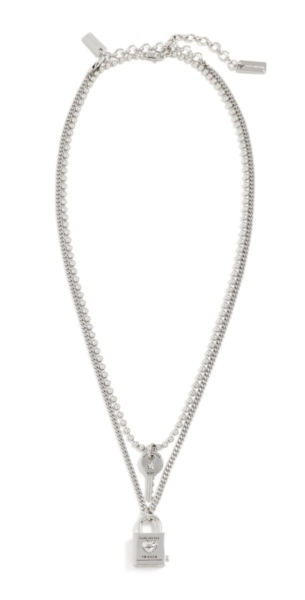 Marc Jacobs Friendship Padlock Necklace Light Antique Silver