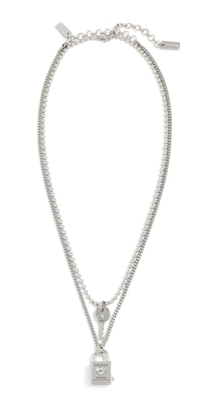 Marc Jacobs Friendship Padlock Necklace Light Antique Silver