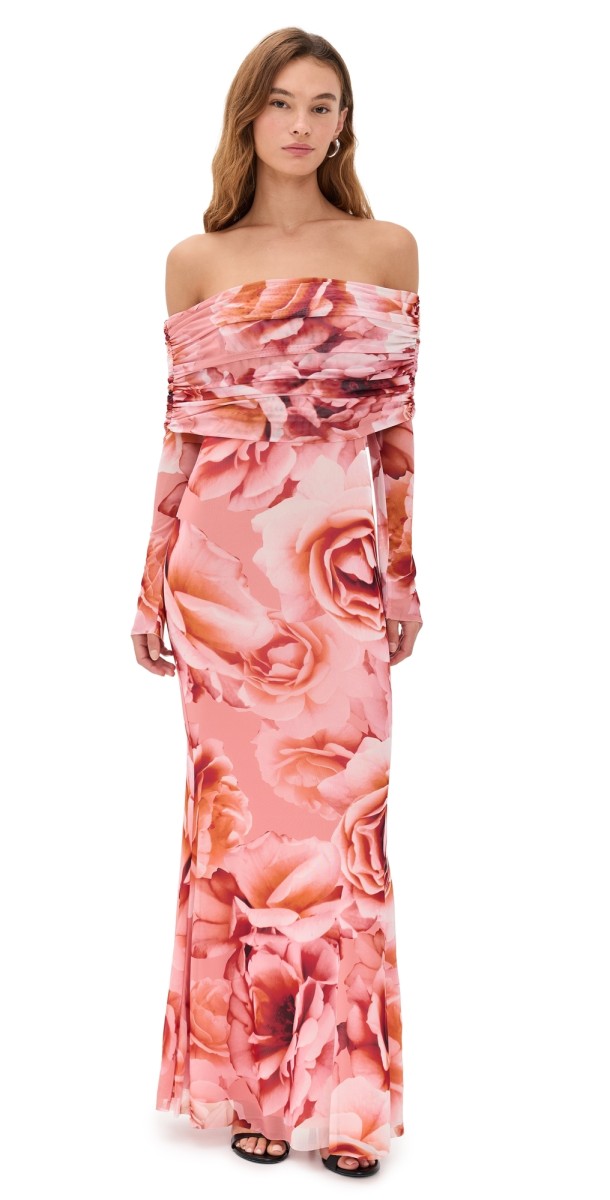 AFRM Thelma Dress Peach Roses
