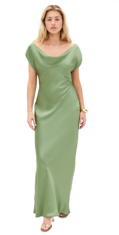Norma Kamali Cap Sleeve Maria Gown Vintage Green