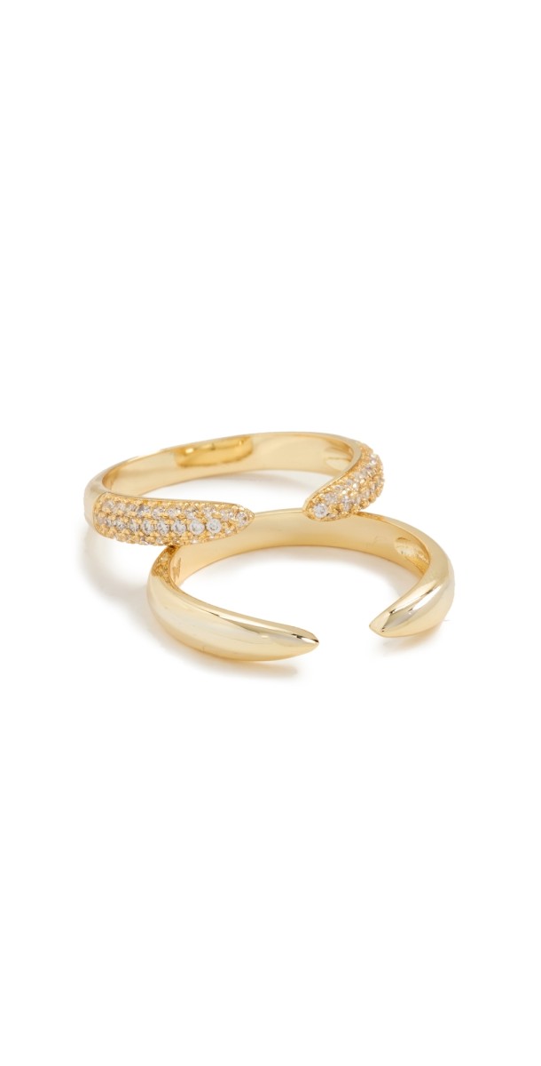 By Adina Eden Pave X Solid Double Claw Ring Gold