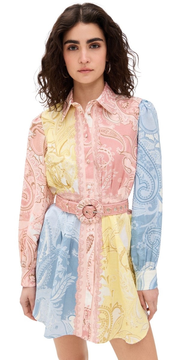 Hemant and Nandita Short Dress with Buckle Belt Multi