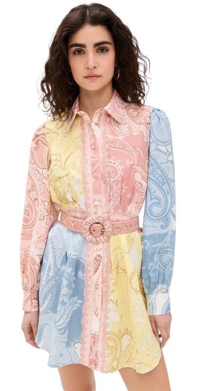 Hemant and Nandita Short Dress with Buckle Belt Multi