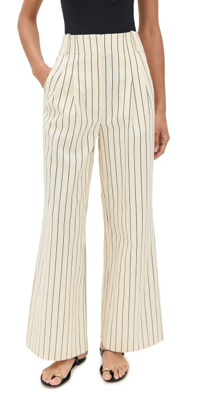 SIMONMILLER Bloo Linen Pants Cream Pinstripe
