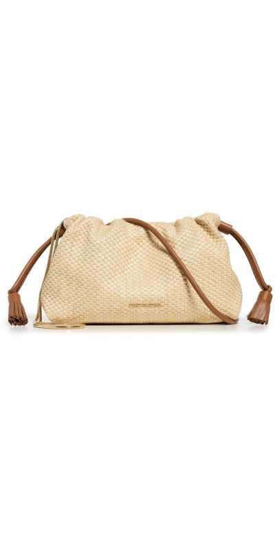 Veronica Beard Small Raffia Slouch Clutch Beige/Hazelwood