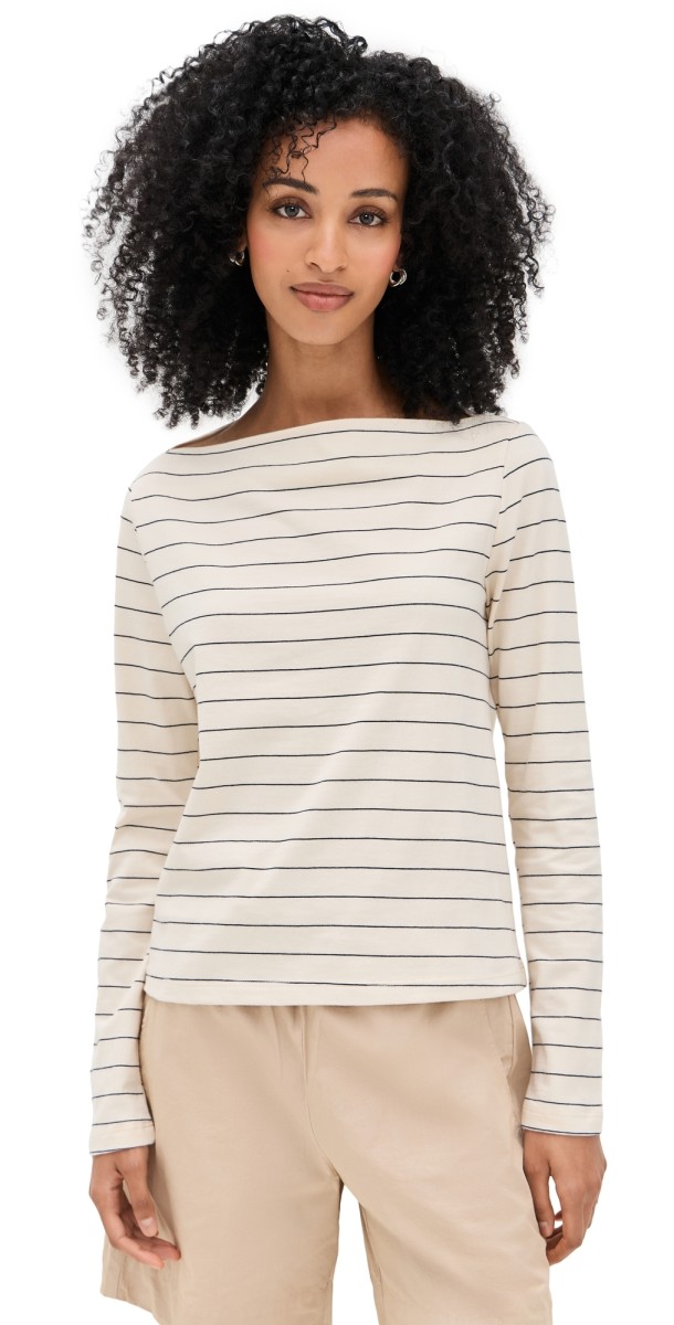 Leset Margo Stripe Boatneck Natural/Midnight Stripe