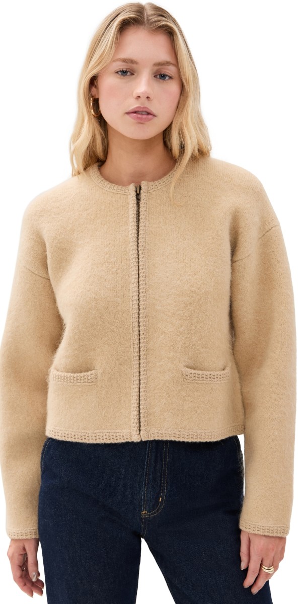 FRAME Lofty Crochet Cardi Wheat