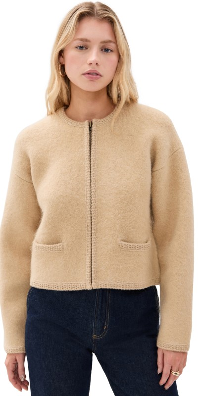 FRAME Lofty Crochet Cardi Wheat