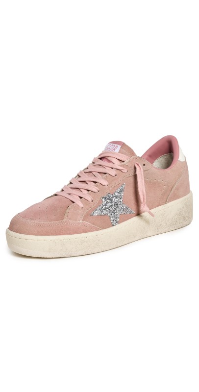 Golden Goose Ballstar 2 Suede Upper And Spur Glitter Star Leather Sneakers Pink/Silver/White