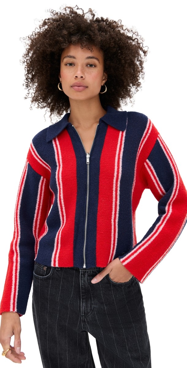 Damson Madder Bibi Boxy Reversible Cardigan Red