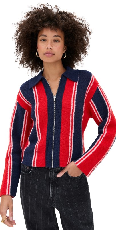 Damson Madder Bibi Boxy Reversible Cardigan Red